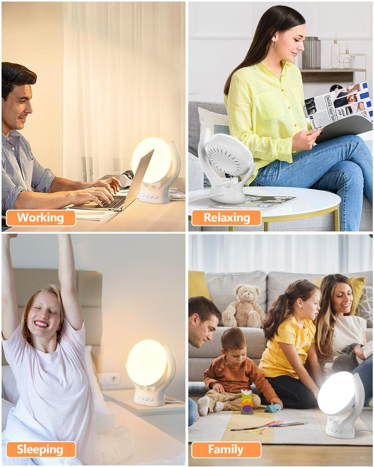 Rotatable Light Therapy Lamp 10000 Lux, LED Uv-Free Sun Light Therapy Lamp with 3 Color Temperature & 5 Brightness Settings, Adjustable Timer, Happy Mood Lamps for Home Office Travel, White