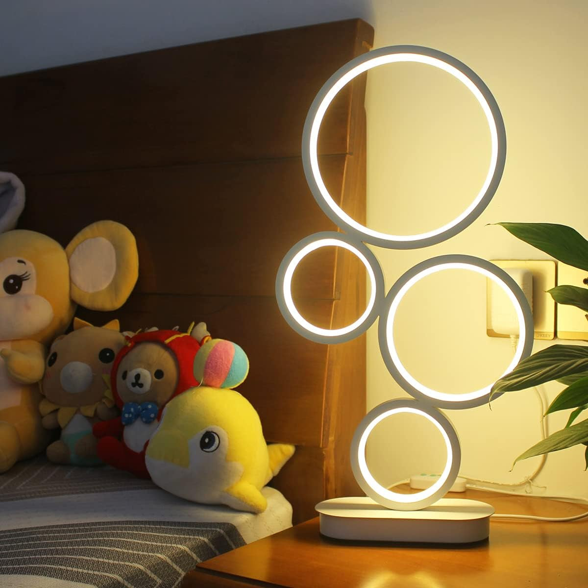 LED Table Lamp, Modern Dimmable Bedside Table Light, 18W, 3 Color Modes, for Living Room, Bedroom, Office, Nightstand, Bookshelf (White)