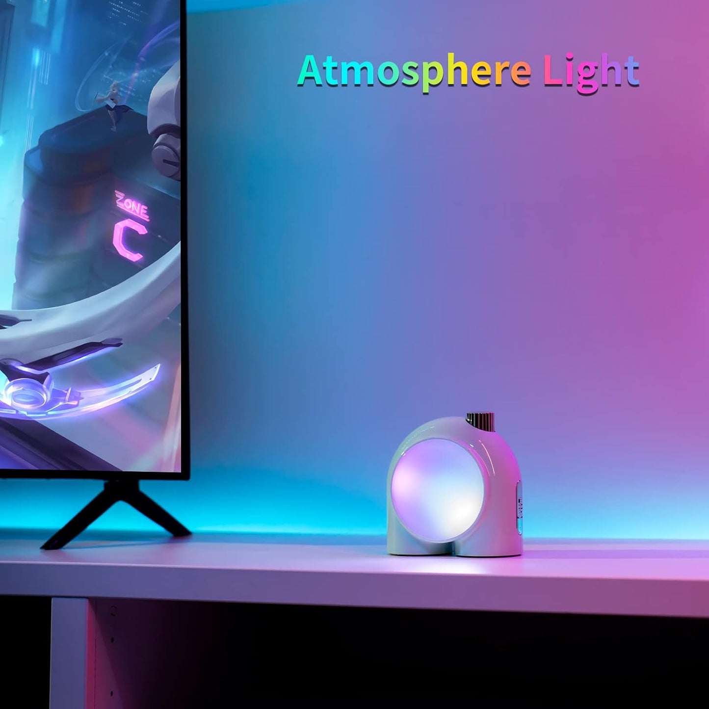 Planet-9 Smart Mood Lamp, Cordless Table Lamp with Programmable RGB LED for Bedroom Gaming Room Office, Green