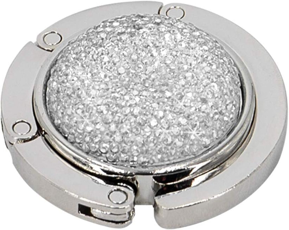 Foldable Purse Hook Floding Handbag Hanger Bling Rhinestone Bag Holder for Table Desk 1 PCS White