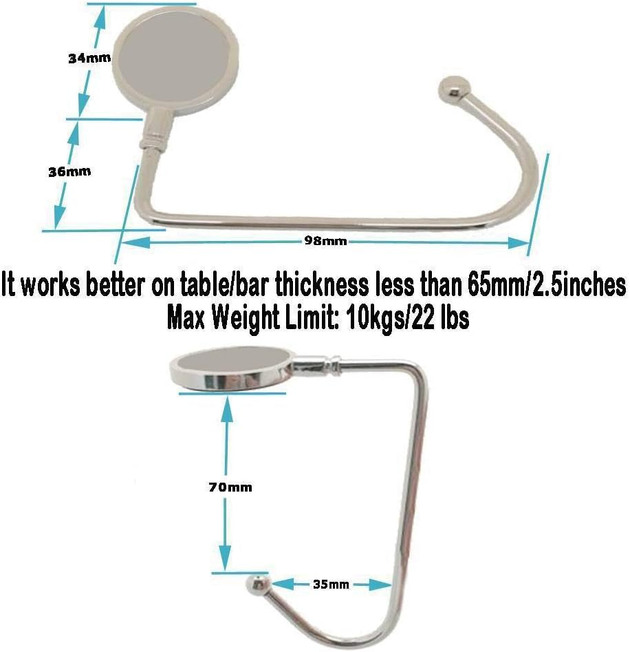 2 Pack Long Purse Hook Hanger for Table Bar Desk,Stylish Handbag Hanger Portable Bag Hook Hanger for Women Purse Holder with Velvet Pouch under Table Bar Counter Handbag Storage Hanger (Happy Tree)