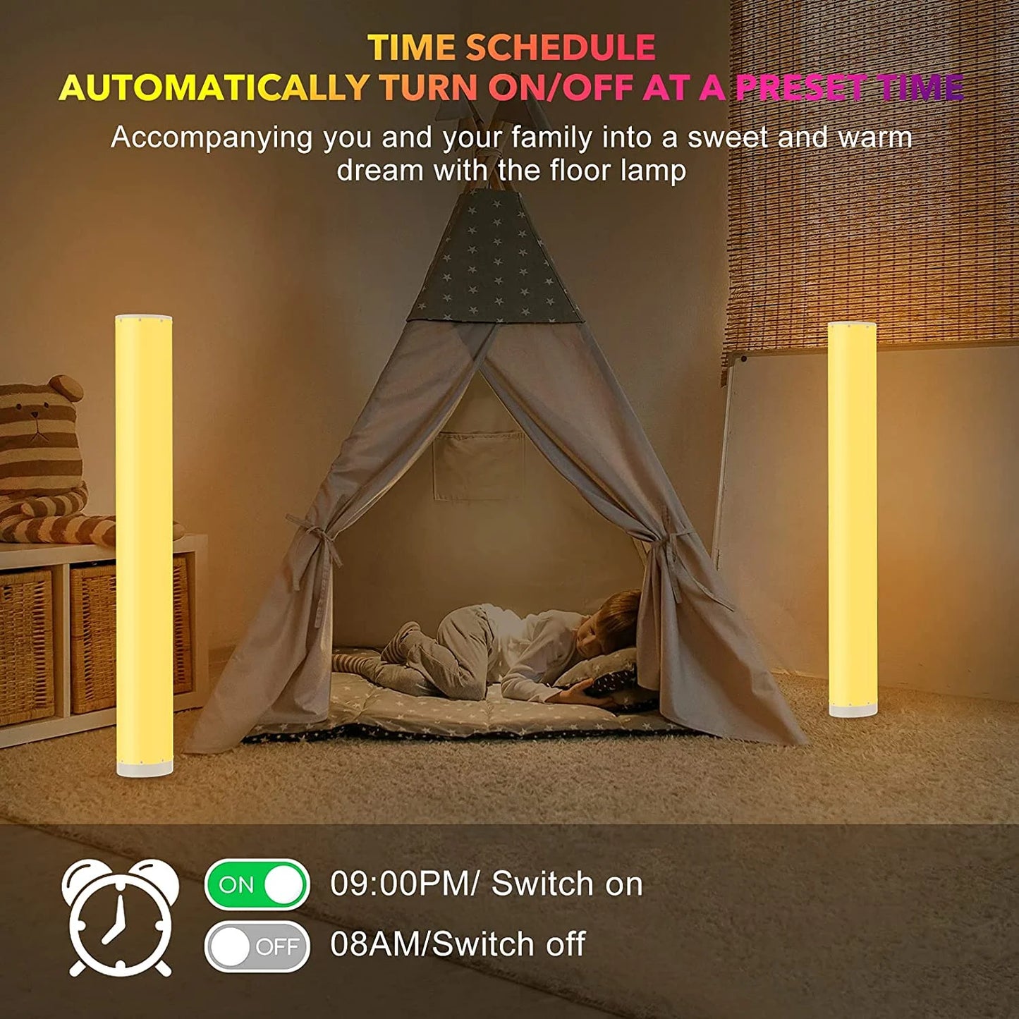 RGB Dimmable Floor Lamp with White Shade