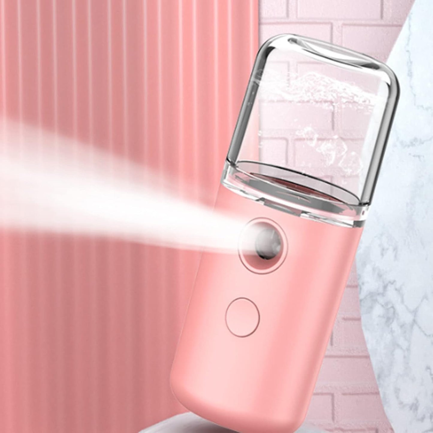 Nano Facial Mist Sprayer, Nano Facial Steamer Mist Spray Mini Face Humidifier Portable Facial Sprayer USB Rechargeable Handy Skin Care Machine Portable Mini Nano Mister (Roseate)