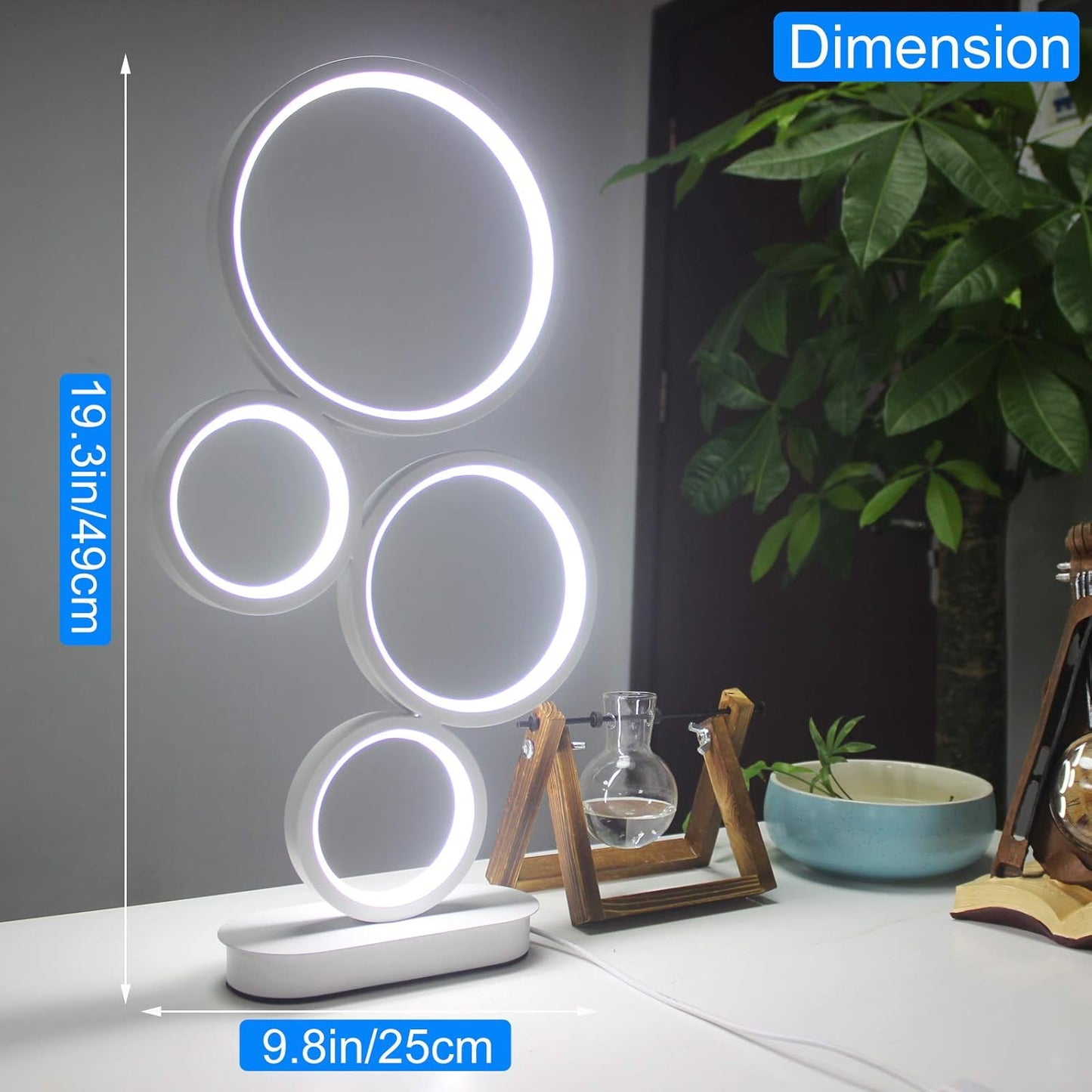 LED Table Lamp, Modern Dimmable Bedside Table Light, 18W, 3 Color Modes, for Living Room, Bedroom, Office, Nightstand, Bookshelf (White)