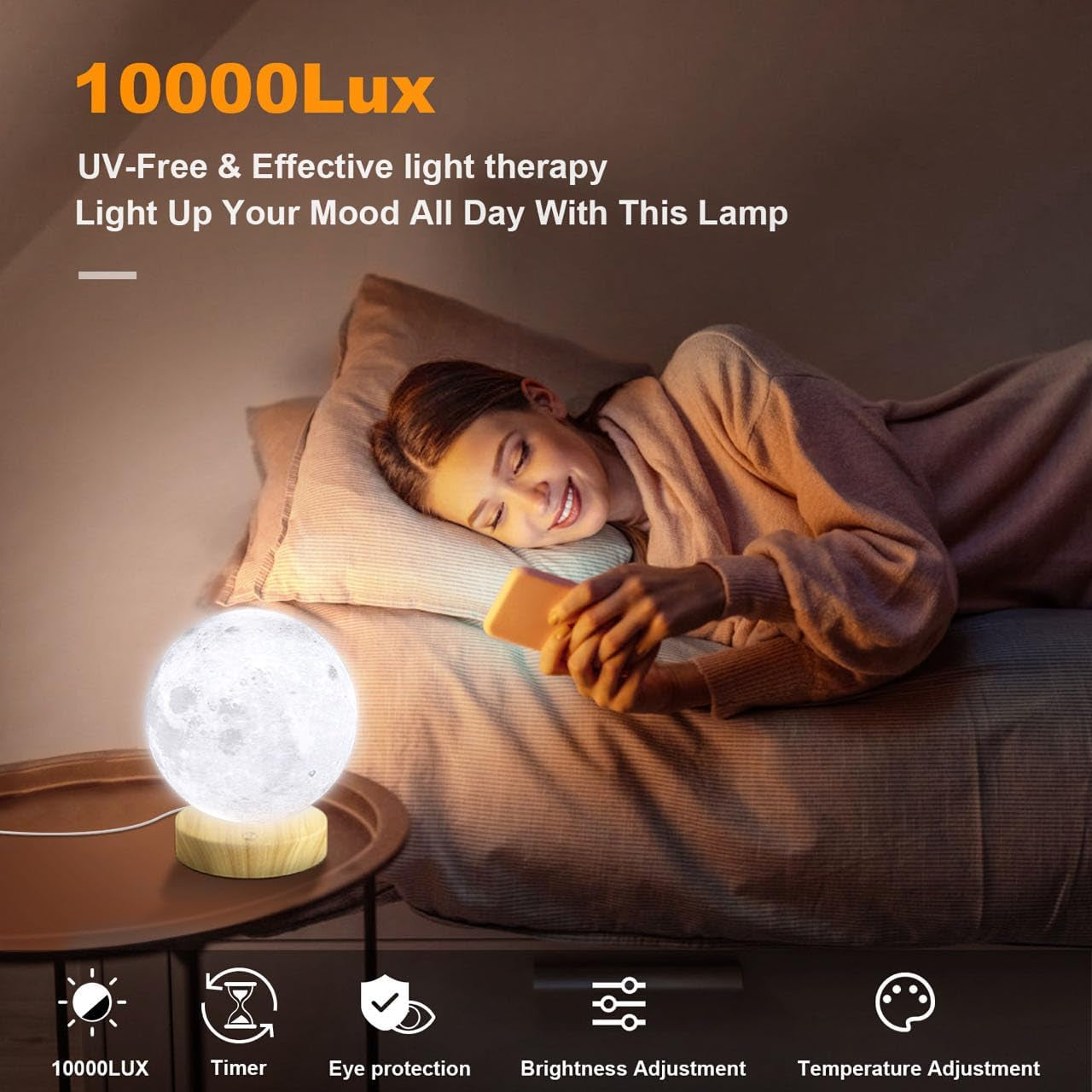 Light Therapy Lamp,10000 Lux Sun Lamp with 3 Color Temperatures,Stepless Brightness,Timer & Memory Function, Happy Sunlight Lamp,Full Spectrum Light with Remote Control for Home, Office