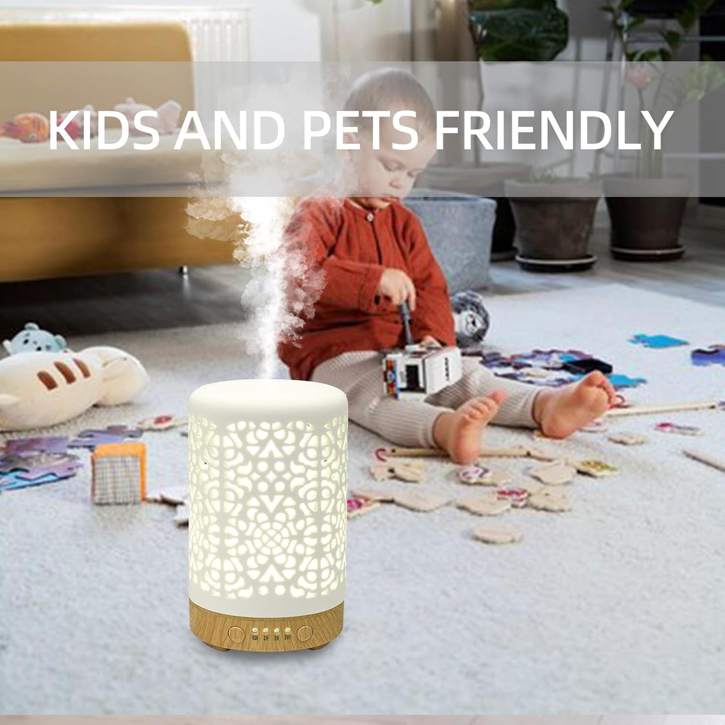 Essential Oil Diffusers, 100Ml White Ceramic Diffuser with 7 LED Lights,Ultrasonic Aromatherapy Diffuser with Waterless Auto-Off for Home Office Baby