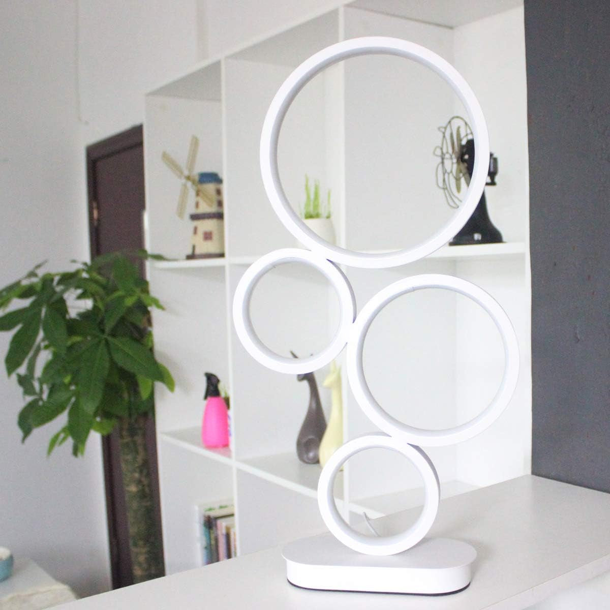 LED Table Lamp, Modern Dimmable Bedside Table Light, 18W, 3 Color Modes, for Living Room, Bedroom, Office, Nightstand, Bookshelf (White)