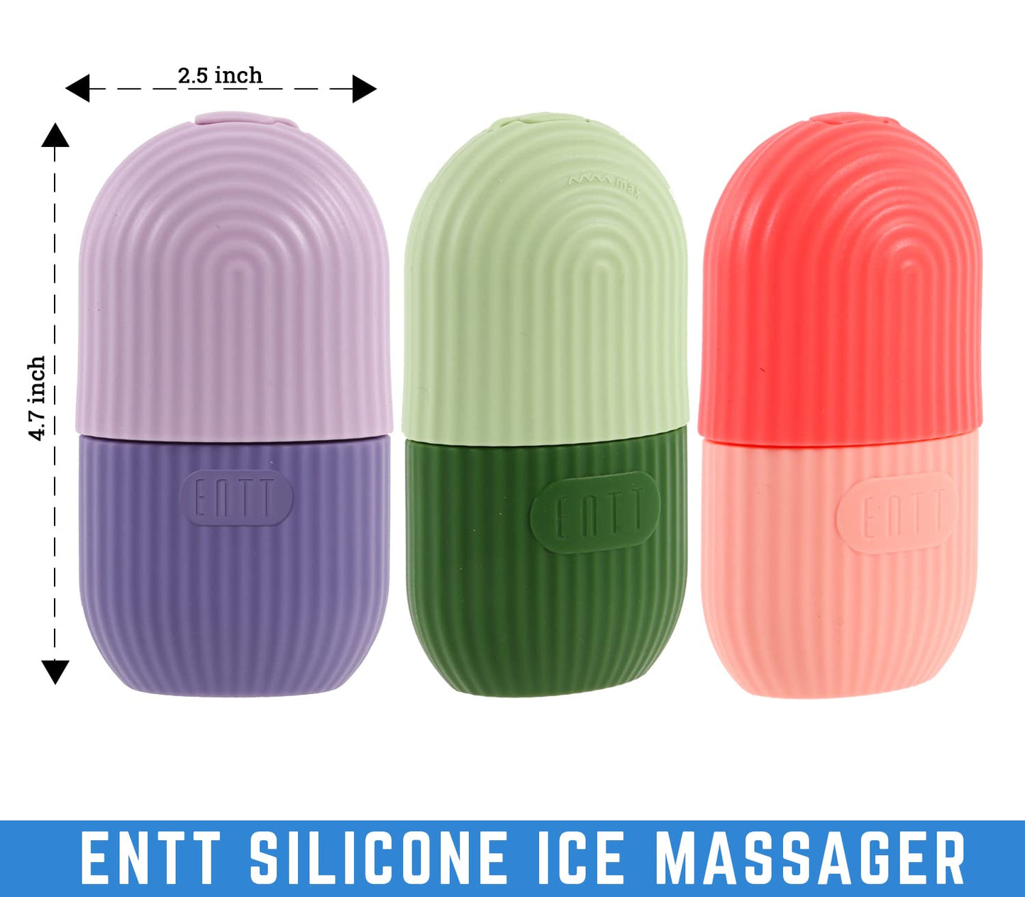 Reusable Silicone Ice Roller for Face, under Eye, Sun Burn Relief, Redness - Ice Mold - Cold Facial Therapy De-Puff - Food Grade Silicon Ice Cube Maker - Green