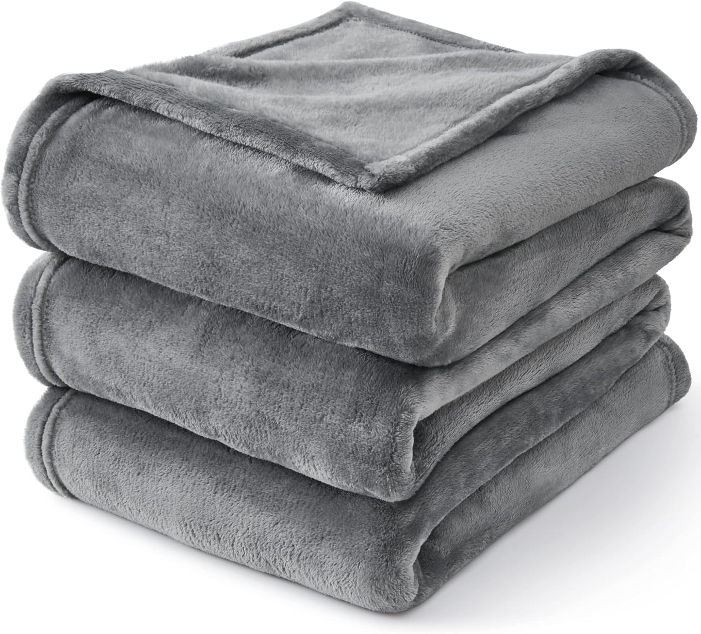 Fleece Blankets Queen Size Grey Throw Blankets for Bed, Luxury Plush Cozy Fuzzy Blanket 90X90 Inches, Super Soft Warm Lightweight Throw Blanket All Seasons Suitable