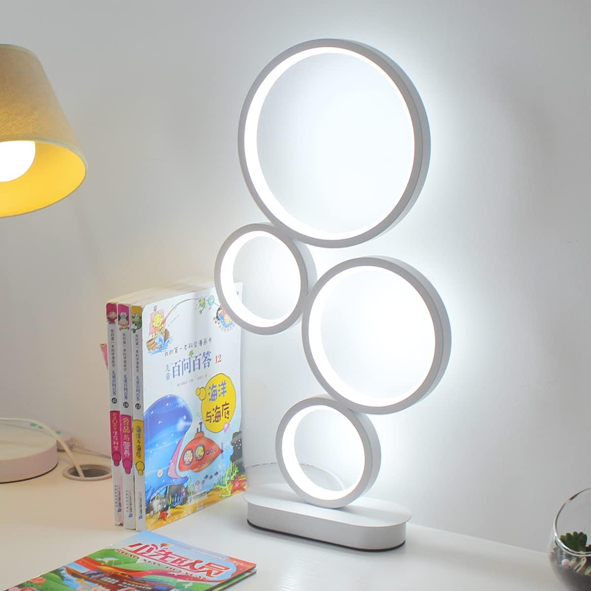 LED Table Lamp, Modern Dimmable Bedside Table Light, 18W, 3 Color Modes, for Living Room, Bedroom, Office, Nightstand, Bookshelf (White)