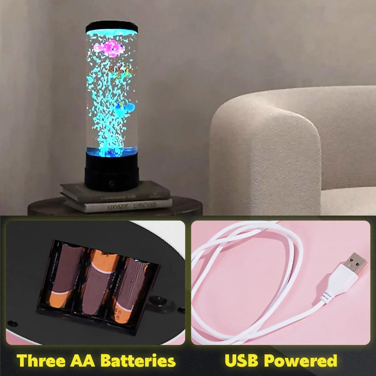 Lieonvis LED round 6 Color Changing Light Effects Synthetic Jelly Fish Aquarium Mood Lamp