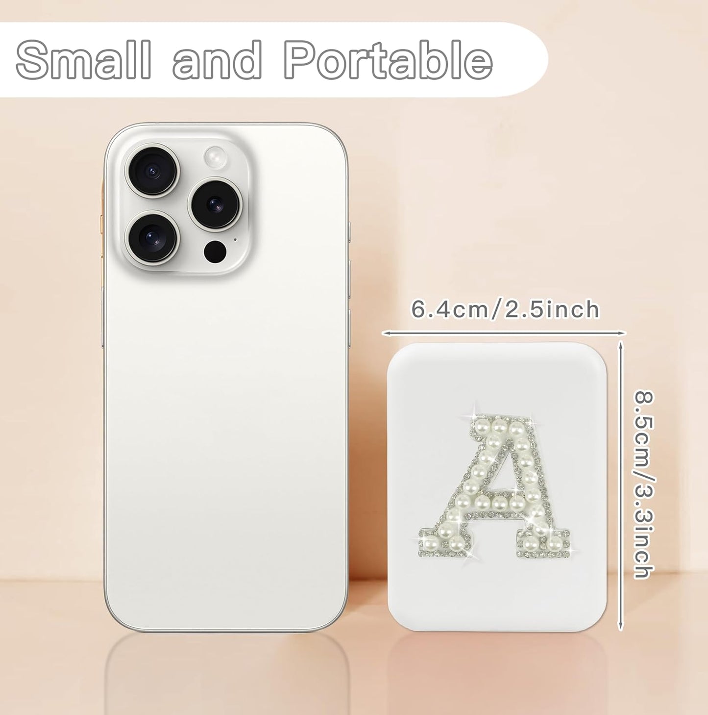 Personalized Gifts for 7 8 9 10 11 12 13 14 15 16 Year Old Girl Cute Pearl Initial Compact Mirror with Lights Small LED Pocket Makeup Mirror Teen Girls Trendy Stuff Travel Essentials White E