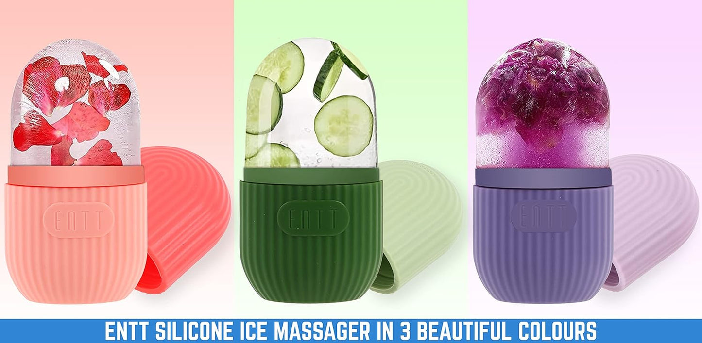 Reusable Silicone Ice Roller for Face, under Eye, Sun Burn Relief, Redness - Ice Mold - Cold Facial Therapy De-Puff - Food Grade Silicon Ice Cube Maker - Green
