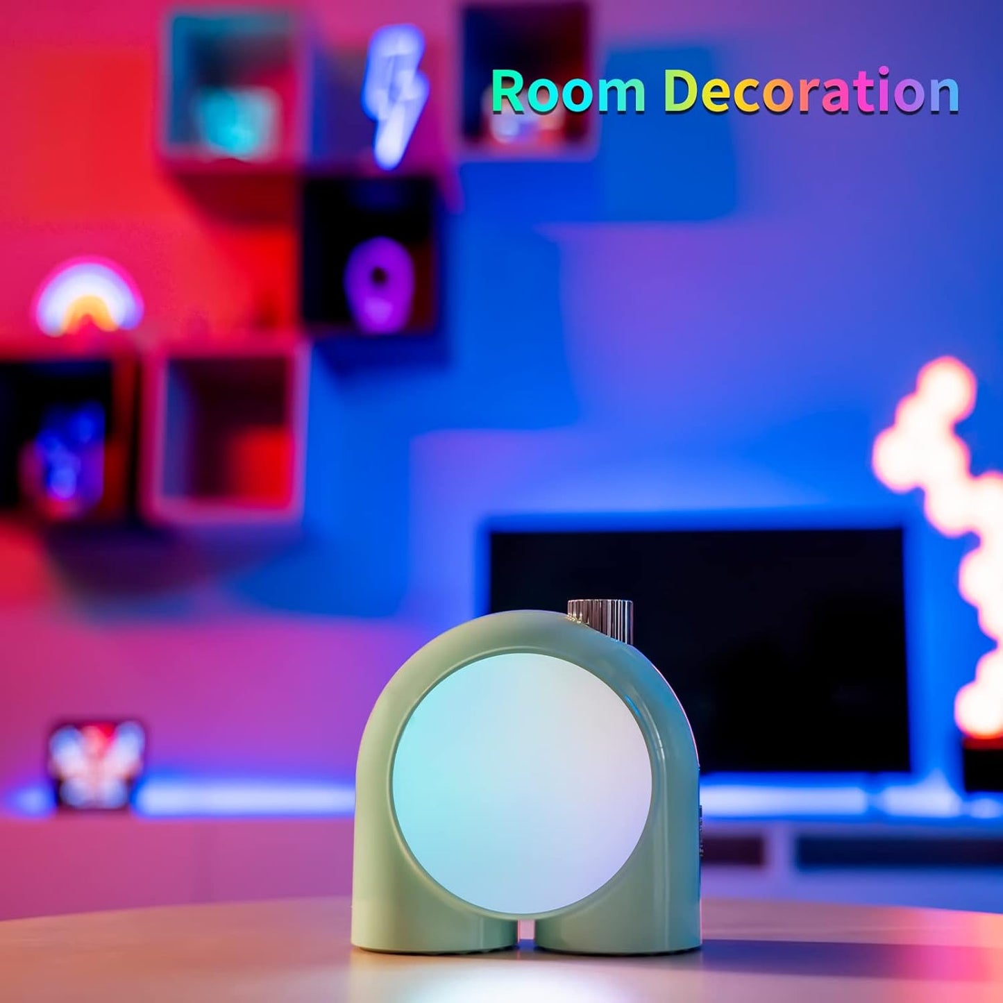 Planet-9 Smart Mood Lamp, Cordless Table Lamp with Programmable RGB LED for Bedroom Gaming Room Office, Green