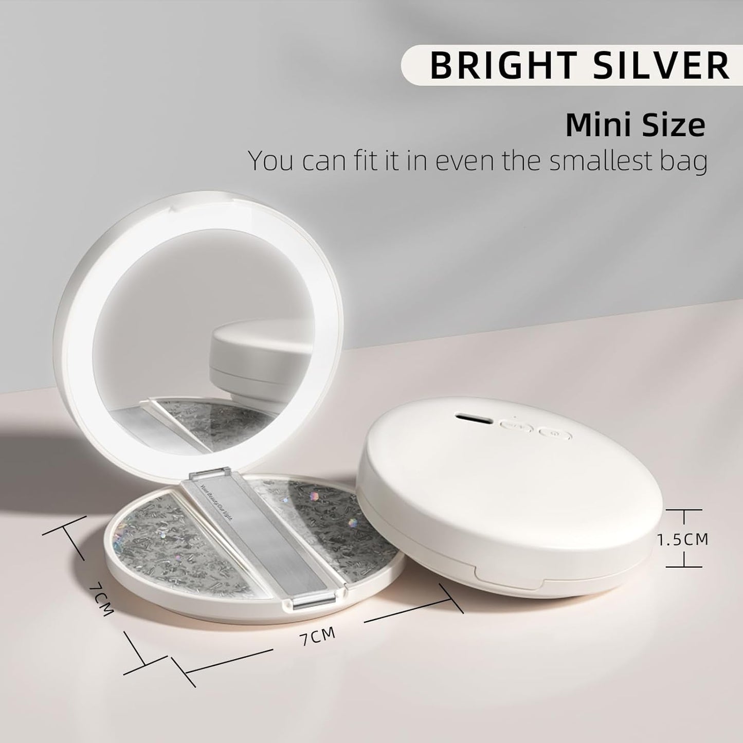 LED Tri-Color Adjustable Cosmetic Mirror, Foldable Portable Travel Cosmetic Mirror, Dimmable Touch Screen,