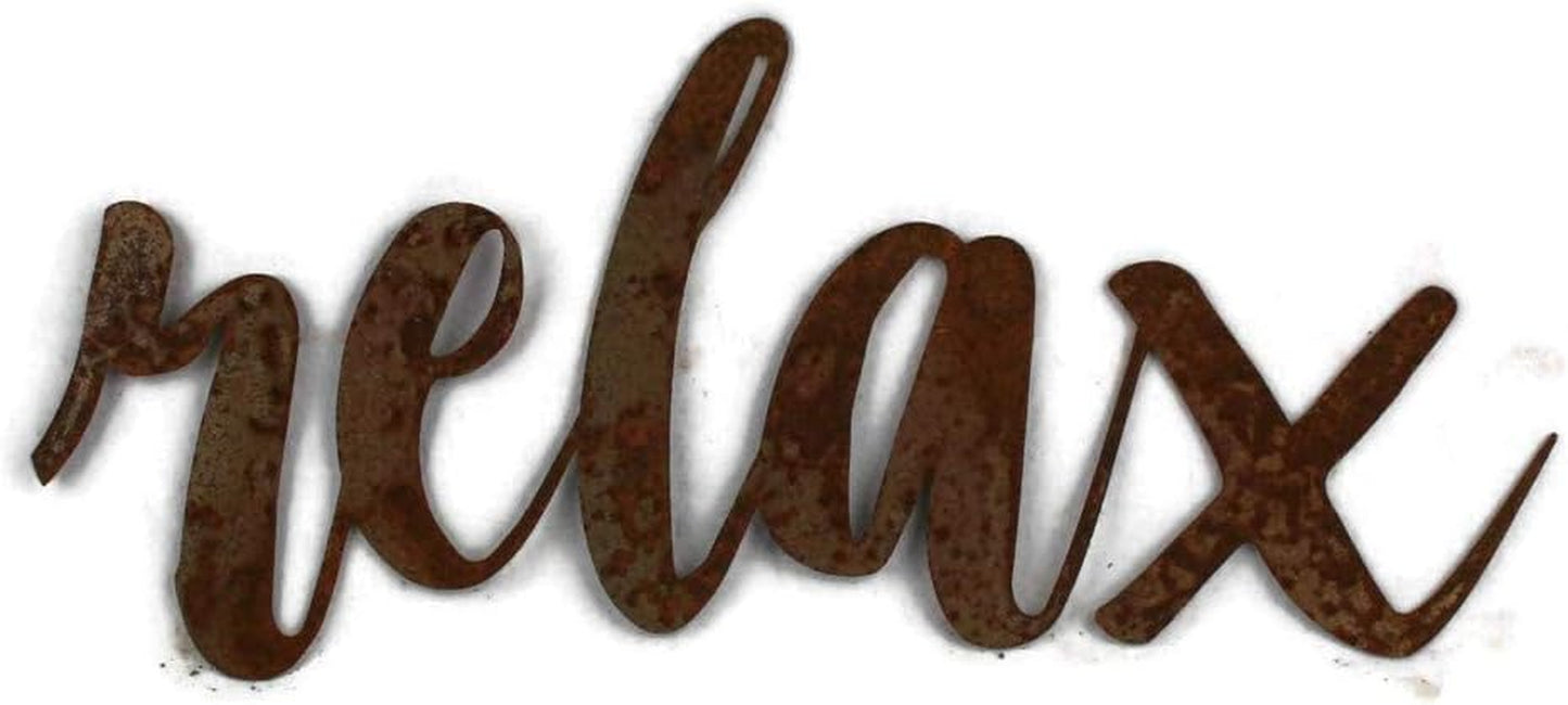 Naturally Rusted Steel Word Art - Relax (Small)