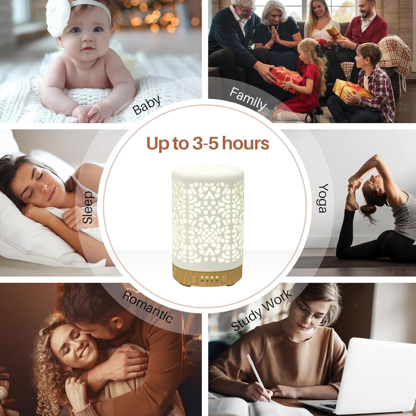 Essential Oil Diffusers, 100Ml White Ceramic Diffuser with 7 LED Lights,Ultrasonic Aromatherapy Diffuser with Waterless Auto-Off for Home Office Baby
