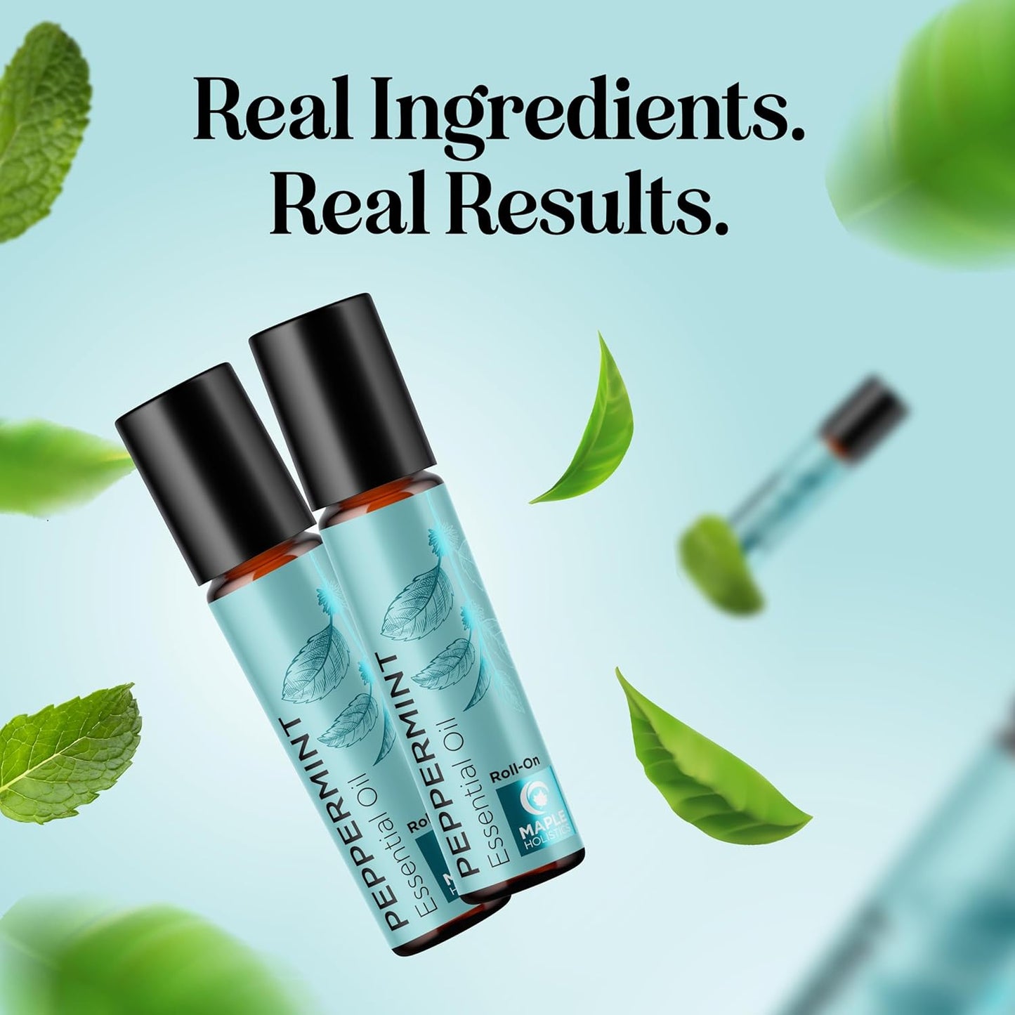 Peppermint Oil Roll on - Pure Peppermint Rollerball Essential Oil Aromatherapy Stick for Headaches - Natural Travel Essential and Pregnancy Must Have for Headaches Energy & Focus Support (2 Pack)