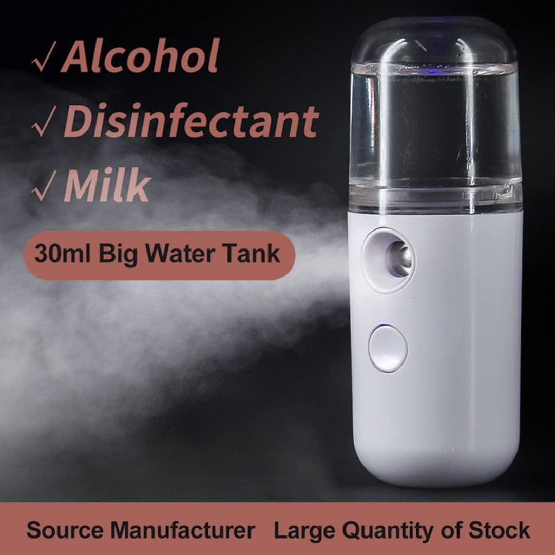 Facial Mist Sprayer Facial Mister Portable Mini Face Sprayer USB Rechargeable Facial for Hydratin White