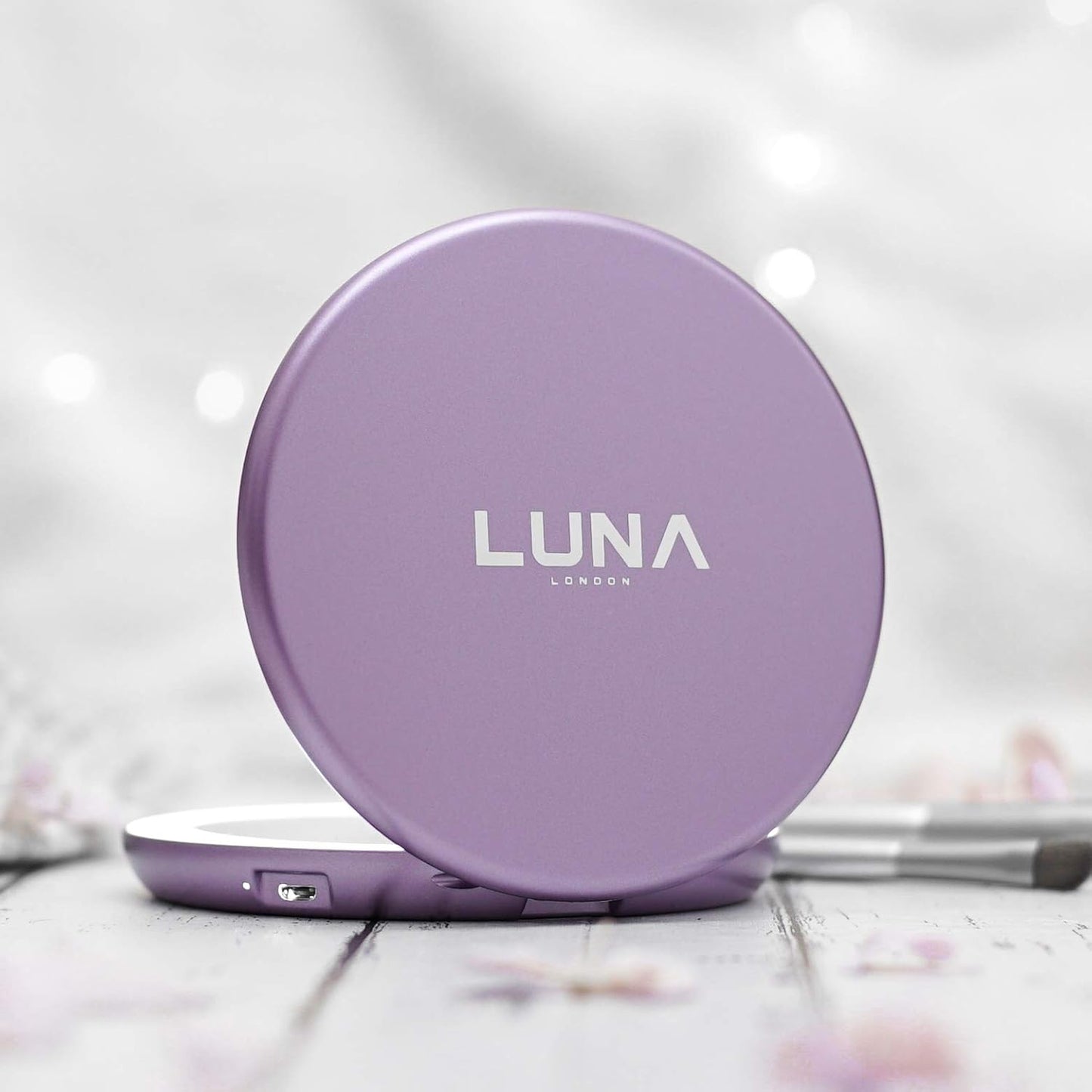 Compact Travel Mirror | Travel Makeup Mirror with Light | LED Lighted Vanity Mirror with 3 Light Modes | 7X Magnification Folding Portable & Rechargeable (Lavender)
