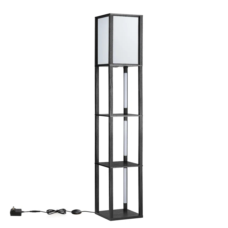 Catara 64.2'' Black LED Dimmable Column Floor Lamp with Shelves