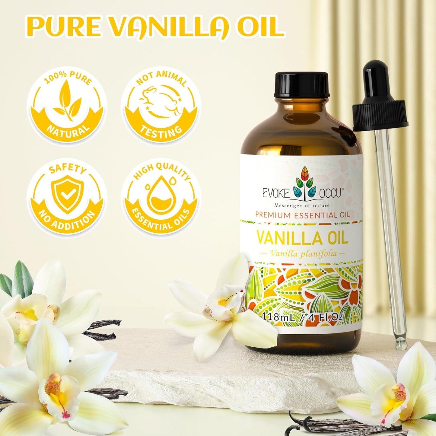 Vanilla Essential Oil for Relaxation in the Home Office Living Room, Add to Diffuser Candle Soap - 4 Fl Oz
