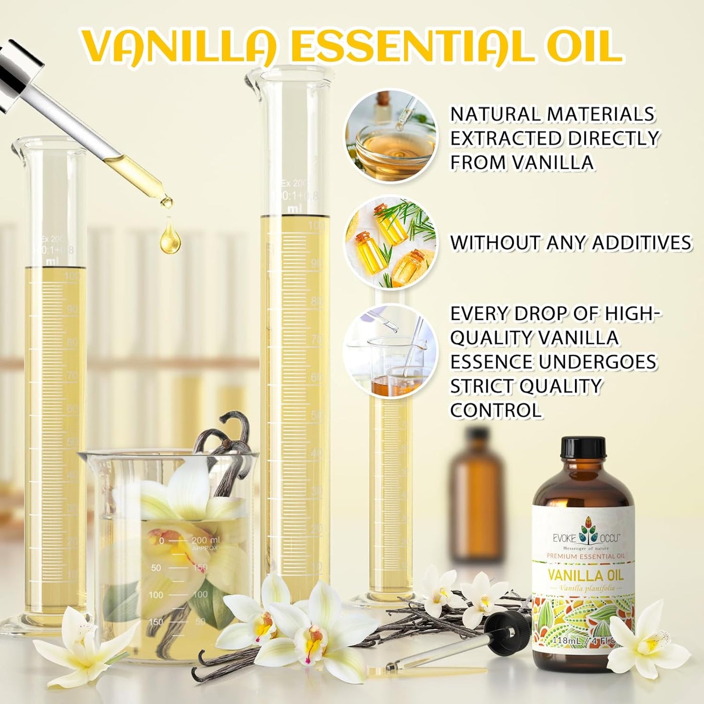 Vanilla Essential Oil for Relaxation in the Home Office Living Room, Add to Diffuser Candle Soap - 4 Fl Oz