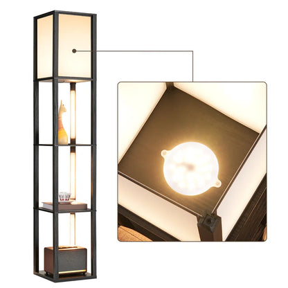 Catara 64.2'' Black LED Dimmable Column Floor Lamp with Shelves