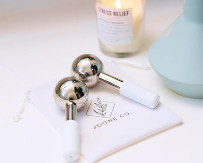 Stainless Steel Face & Eye Roller - 2 Pack Cryo Globes for Face, Neck & Eyes - Reduces Dark Circles & Wrinkles