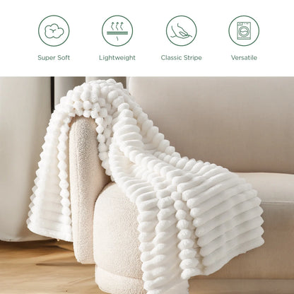 White Fleece Queen Blanket for Couch - Super Soft Cozy Blankets for Women, Girls, 90X90 Inches