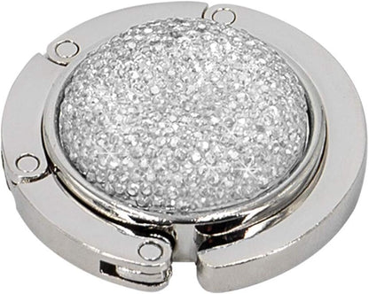 Foldable Purse Hook Floding Handbag Hanger Bling Rhinestone Bag Holder for Table Desk 1 PCS White
