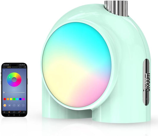 Planet-9 Smart Mood Lamp, Cordless Table Lamp with Programmable RGB LED for Bedroom Gaming Room Office, Green