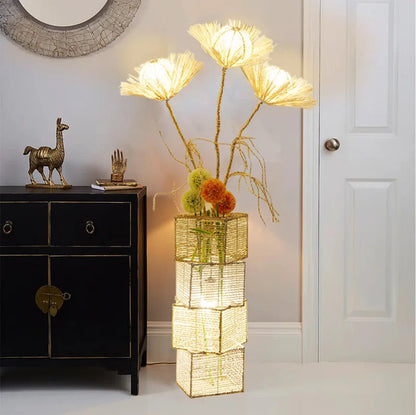 Conaway 51.18'' Rattan Tree Floor Lamp with Outlet