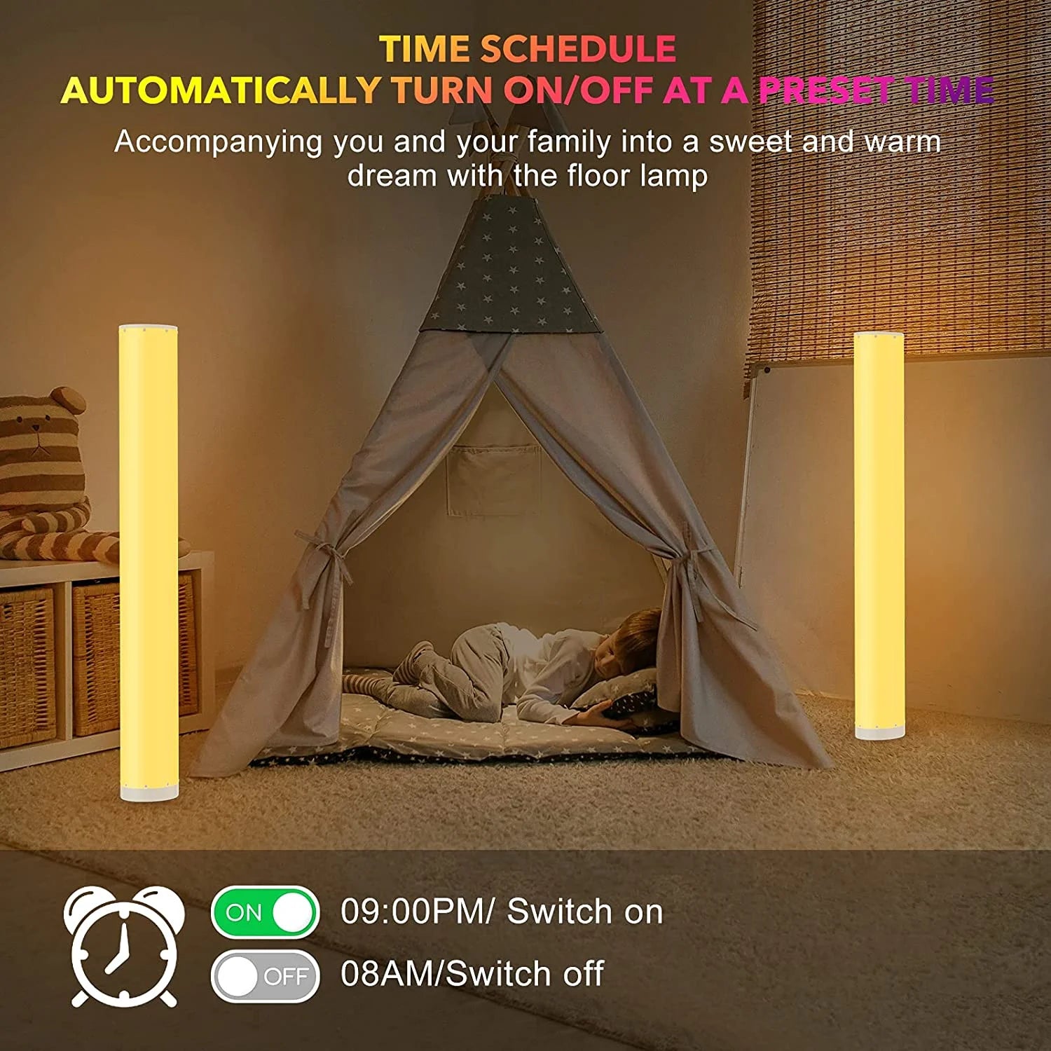 RGB Dimmable Floor Lamp with White Shade