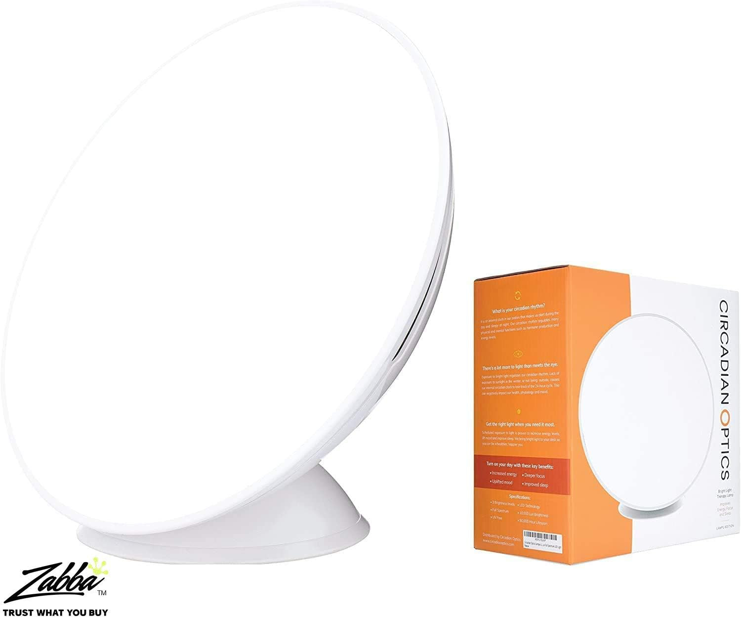 Lampu Light Therapy Lamp | as Seen on Shark Tank | 10,000 Lux Full Spectrum Uv-Free Light | Boost Mood, Improve Sleep, Increase Energy & Enhance Focus