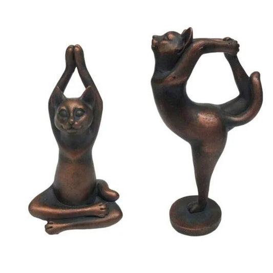 Pacific Giftware Zen Garden Inner Peace Yoga Cats Set of 2 Figurine Collectible Sculpture Decor 5 Inch Tall