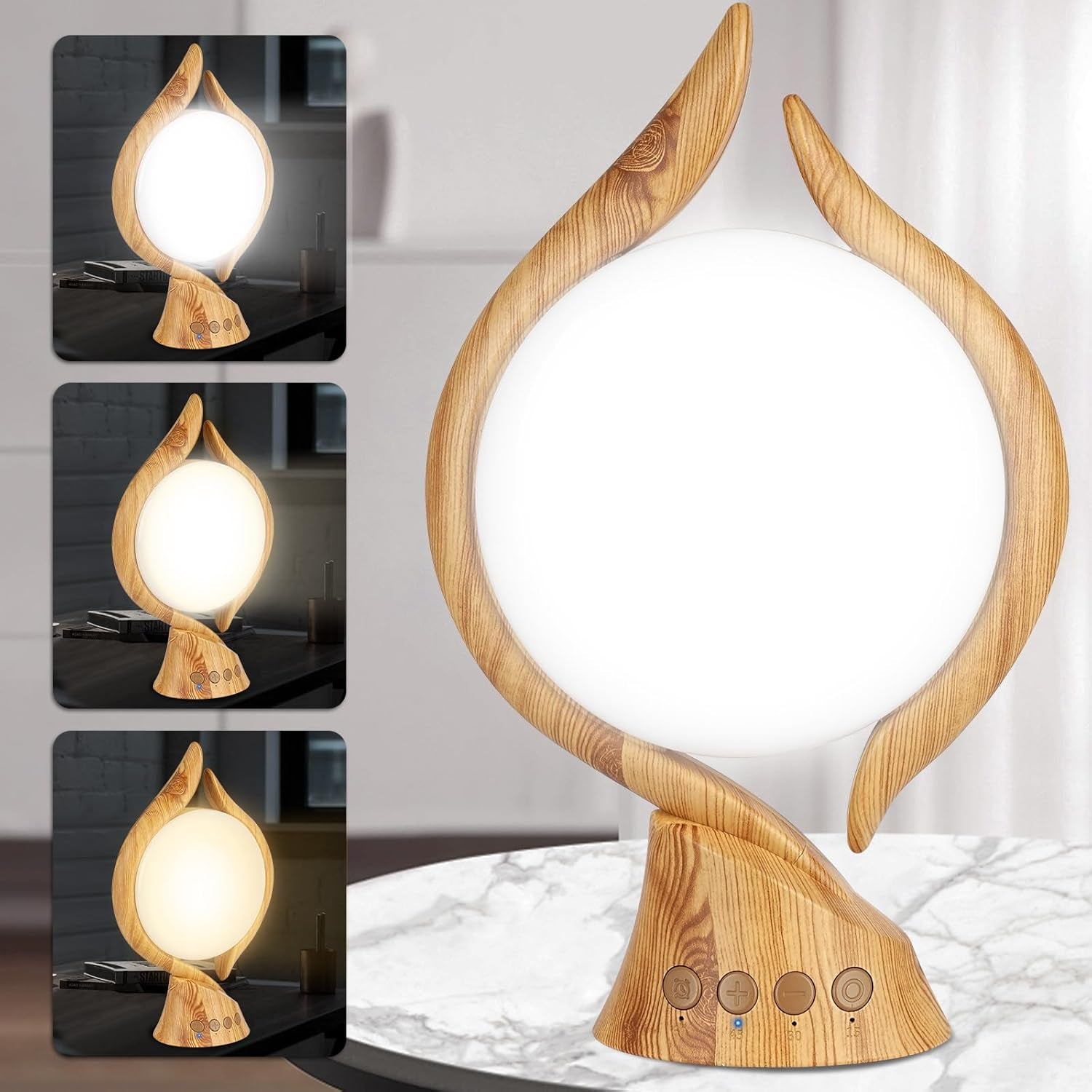 10000 Lux Light Therapy Lamp Uv-Free Sun Light Therapy Lamp with 4 Timer, Adjustable 3 Color Temperature Bright Happy Mood Seasonal Sun Light Lamp for Office Home Winter(Log)