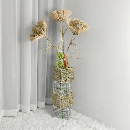 Conaway 51.18'' Rattan Tree Floor Lamp with Outlet