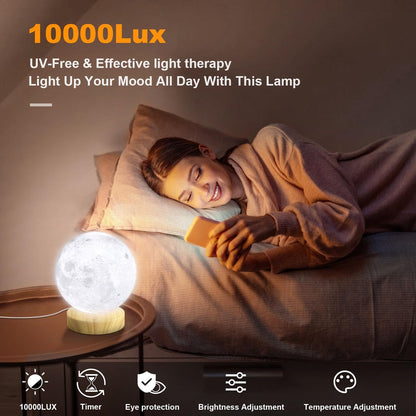 Light Therapy Lamp,10000 Lux Sun Lamp with 3 Color Temperatures,Stepless Brightness,Timer & Memory Function, Happy Sunlight Lamp,Full Spectrum Light with Remote Control for Home, Office