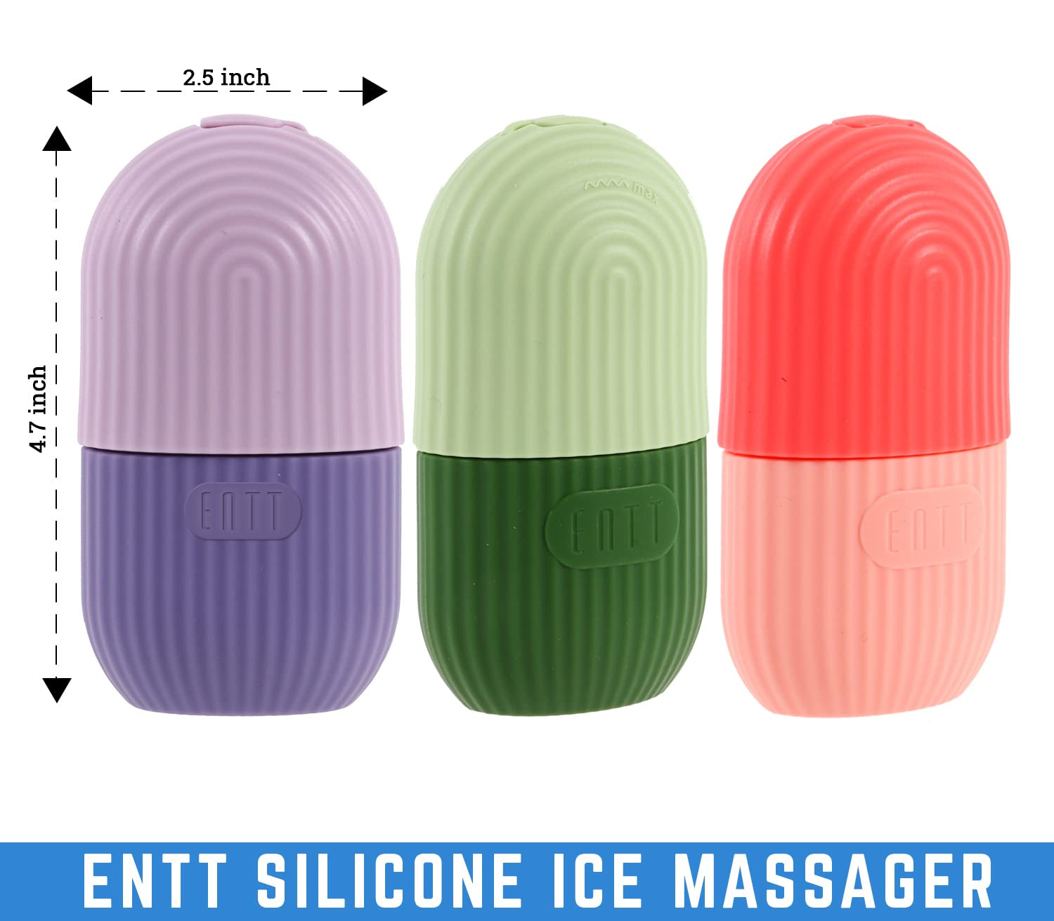 Reusable Silicone Ice Roller for Face, under Eye, Sun Burn Relief, Redness - Ice Mold - Cold Facial Therapy De-Puff - Food Grade Silicon Ice Cube Maker - Green