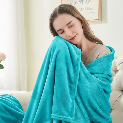 Fleece Blankets Queen Size Teal Throw Blankets for Bed, Luxury Plush Cozy Fuzzy Blanket 90X90 Inches, Super Soft Warm Lightweight Throw Blanket All Seasons Suitable