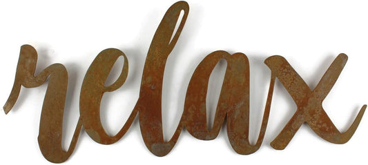 Naturally Rusted Steel Word Art - Relax (Small)
