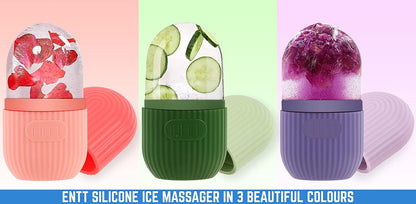Reusable Silicone Ice Roller for Face, under Eye, Sun Burn Relief, Redness - Ice Mold - Cold Facial Therapy De-Puff - Food Grade Silicon Ice Cube Maker - Green