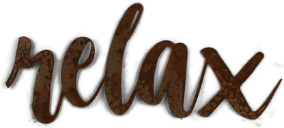 Naturally Rusted Steel Word Art - Relax (Small)