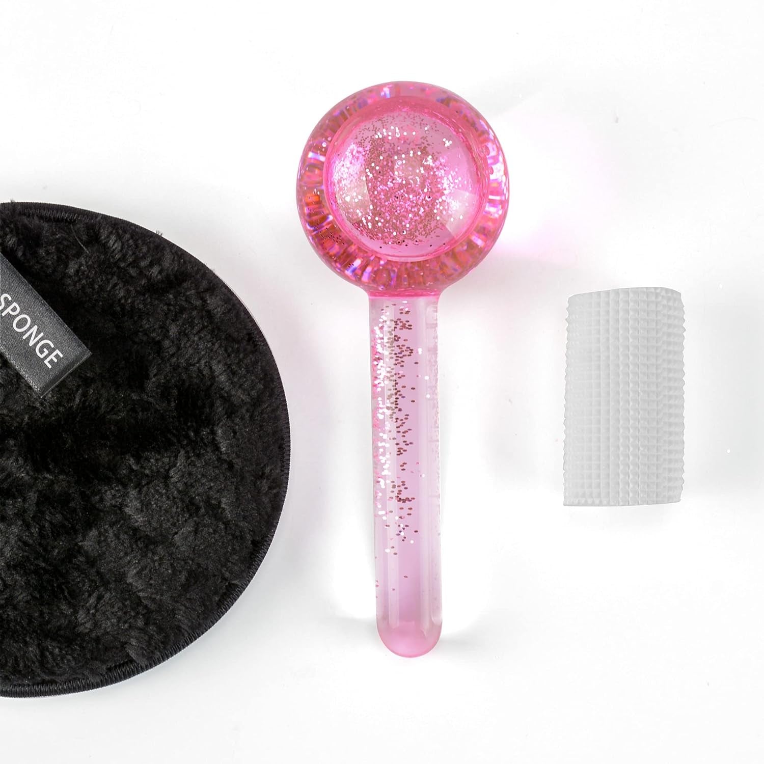 Facial Ice Beauty Ball- 2PC Globes Pink Facial Roller for Cold or Hot Skin Massagers Globe Durable Quartz Glass for Face and Eye Rollers Reduce Puffiness