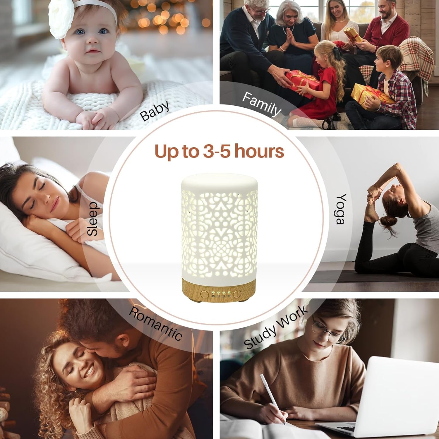 Essential Oil Diffusers, 100Ml White Ceramic Diffuser with 7 LED Lights,Ultrasonic Aromatherapy Diffuser with Waterless Auto-Off for Home Office Baby