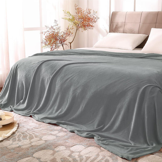 Fleece Blankets Queen Size Grey Throw Blankets for Bed, Luxury Plush Cozy Fuzzy Blanket 90X90 Inches, Super Soft Warm Lightweight Throw Blanket All Seasons Suitable