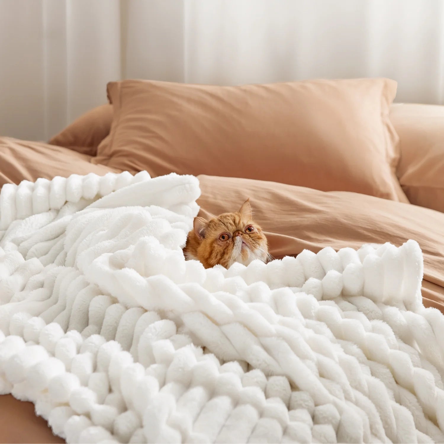 White Fleece Queen Blanket for Couch - Super Soft Cozy Blankets for Women, Girls, 90X90 Inches