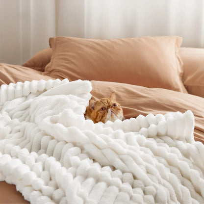 White Fleece Queen Blanket for Couch - Super Soft Cozy Blankets for Women, Girls, 90X90 Inches